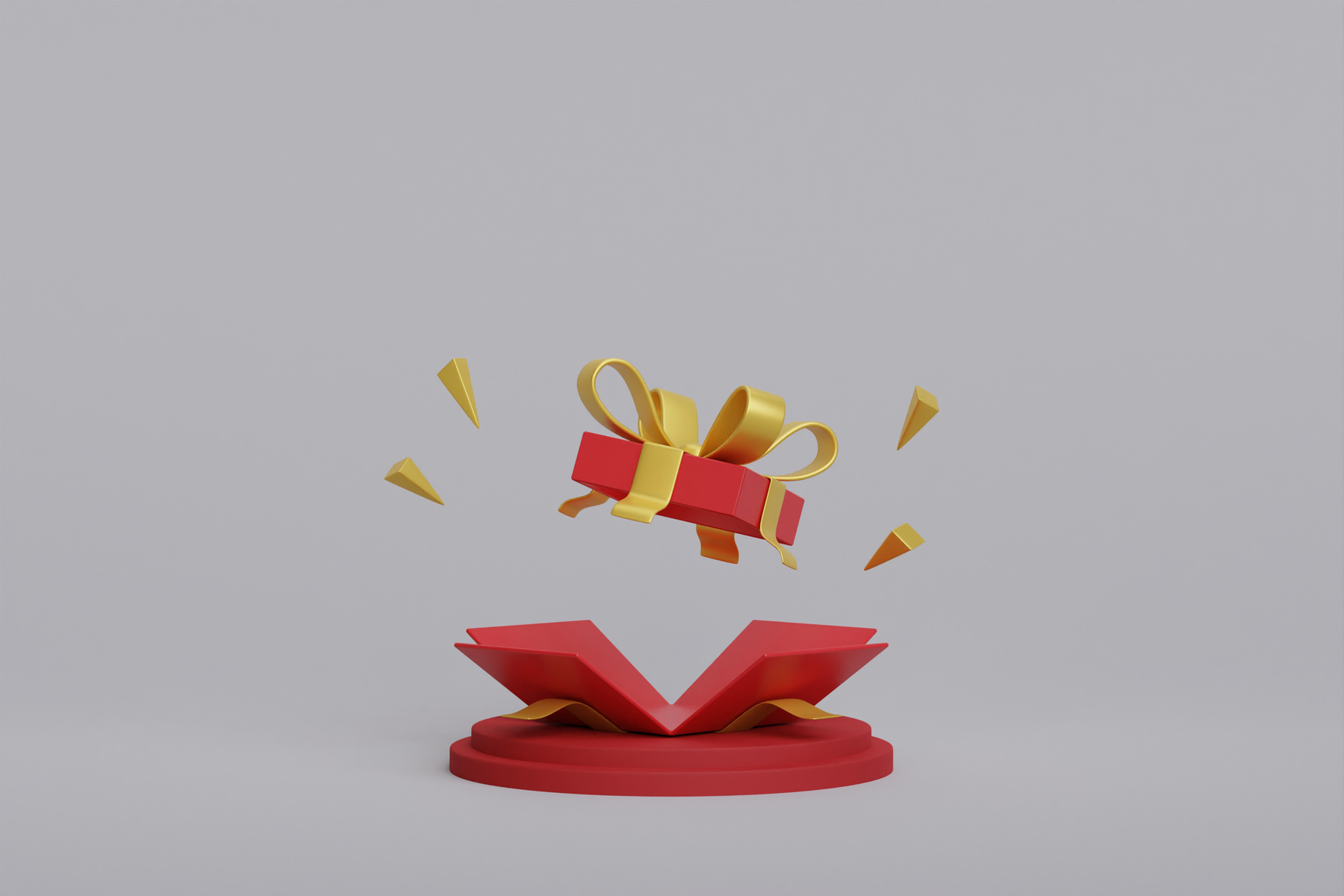 Surprise prize gift box giveaway podium 3d